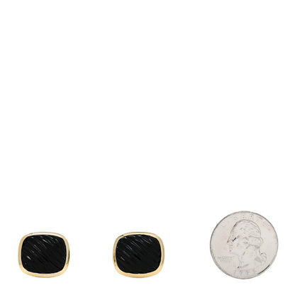 David Yurman Sterling Silver 18K Yellow Gold Black Onyx Albion Cufflinks 2 of 5