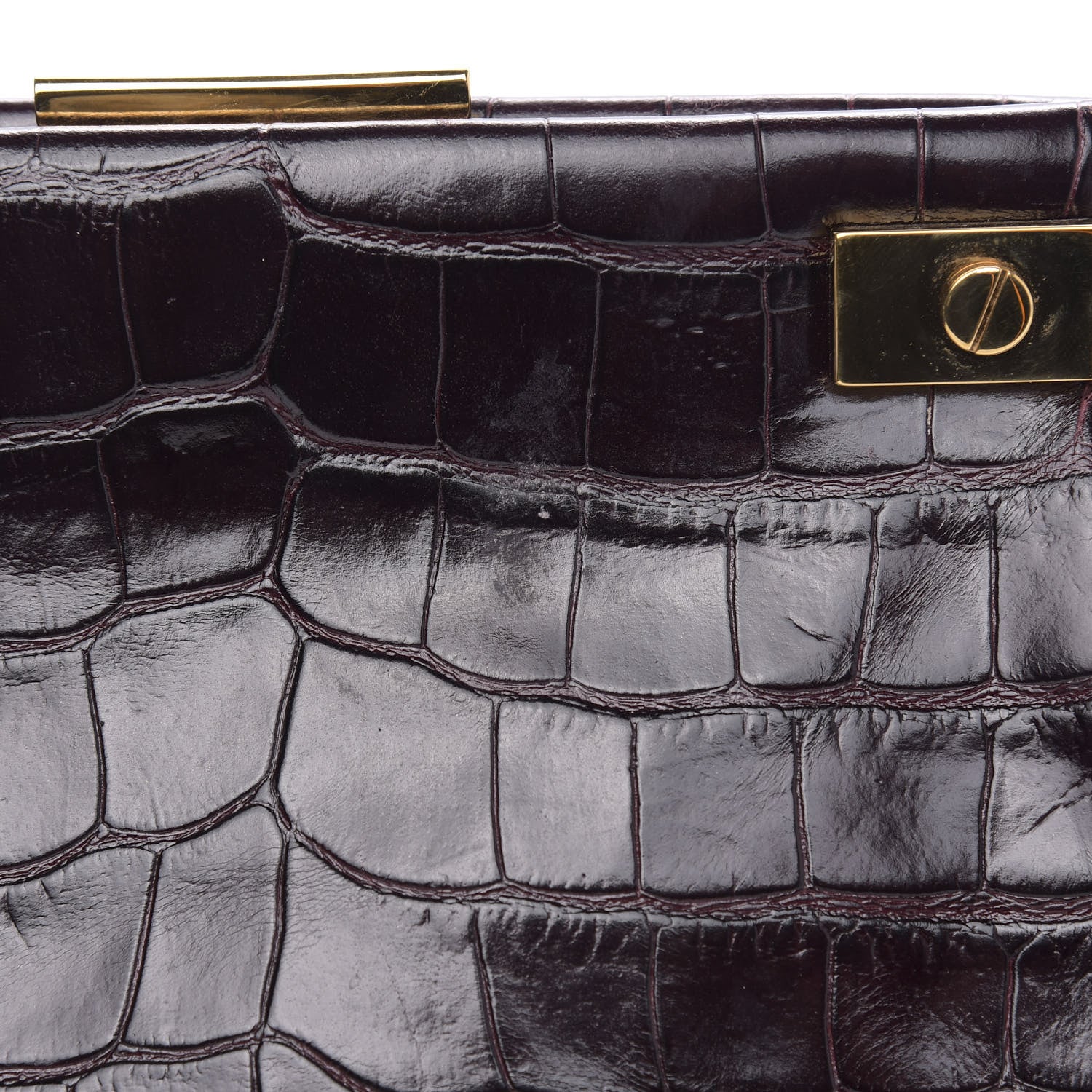 Lanvin Crocodile Stamped Calfskin Trilogy Clutch Aubergine 13 of 13