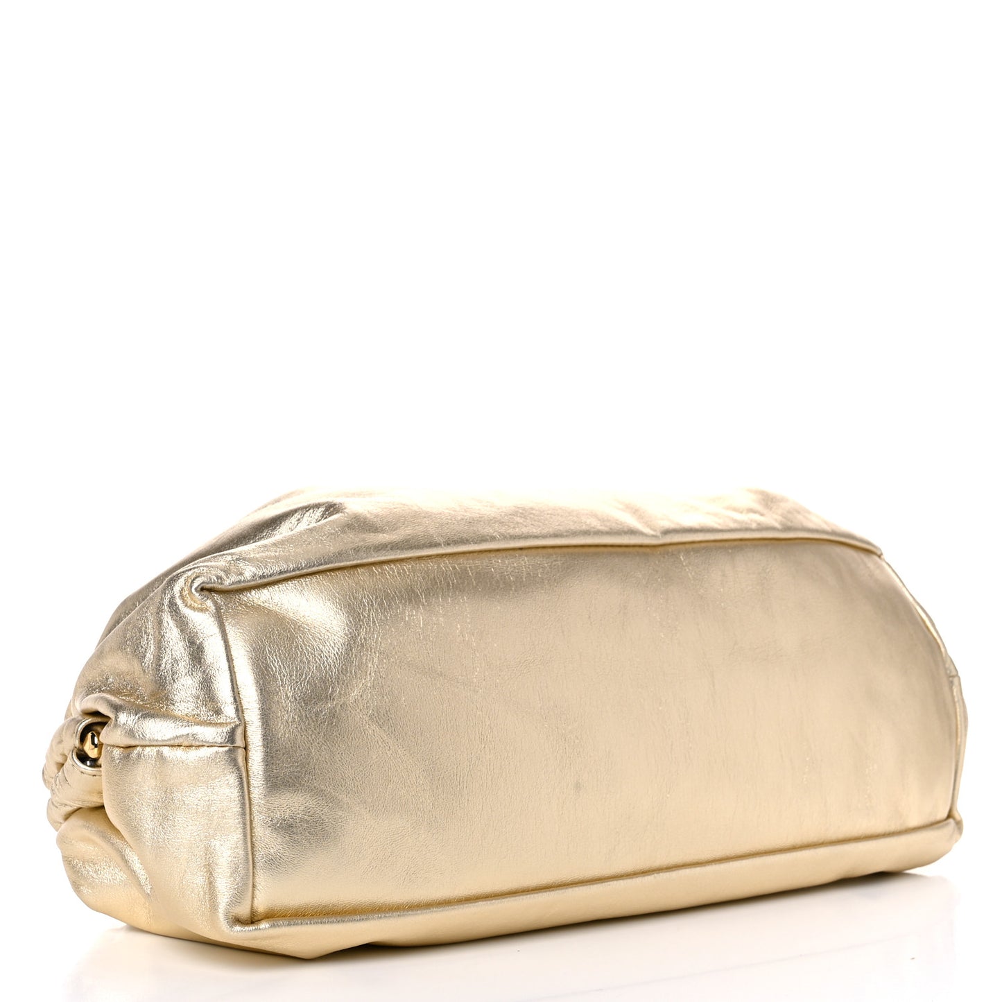 Metallic Lambskin Cloud Clutch Gold
