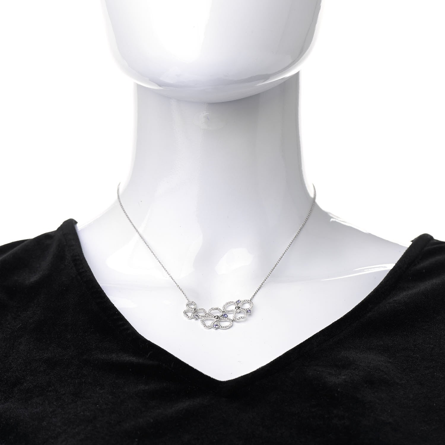 Tiffany Platinum Diamond Tanzanite Paper Flowers Open Cluster Pendant Necklace 2 of 6