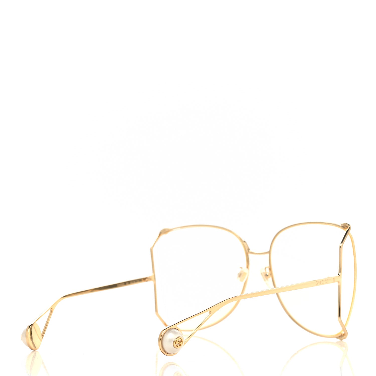 Gucci Metal Oversized Round Sunglasses GG0252S Gold 4 of 6