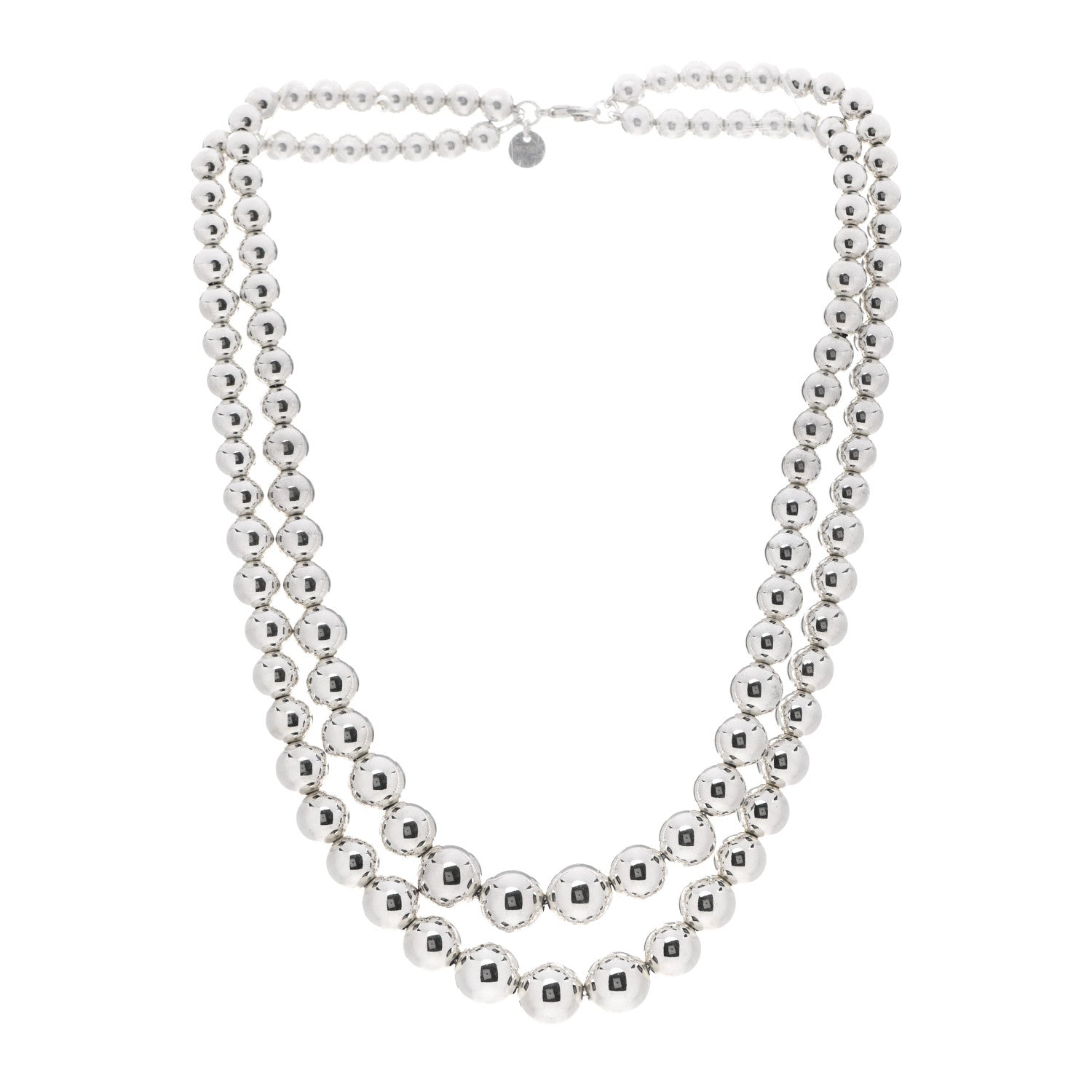 Tiffany Sterling Silver HardWear Graduated Ball Two-Row Necklace 3 of 5