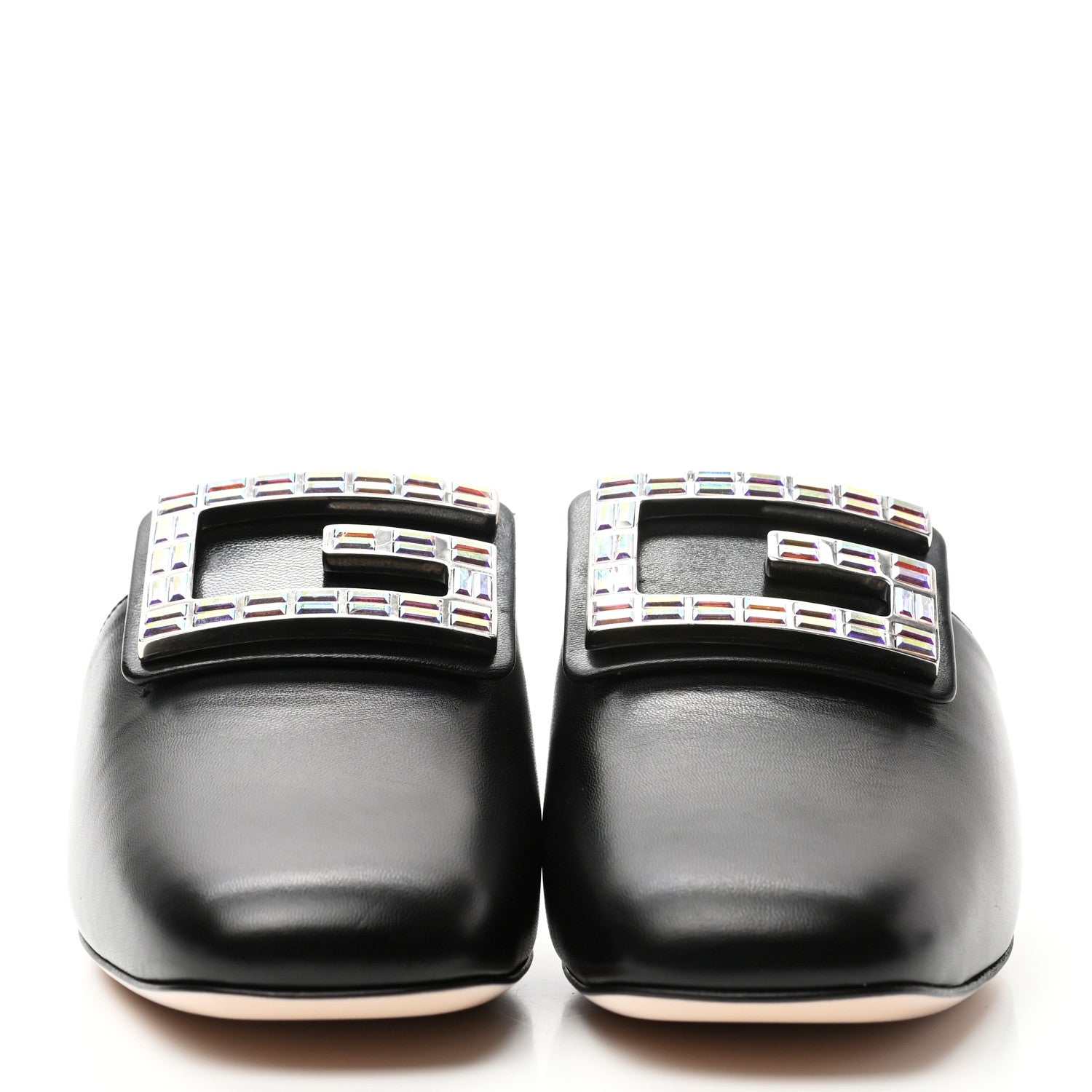 Gucci Malaga Kid Crystal Square G Madelyn Mules 37 Black 2 of 8
