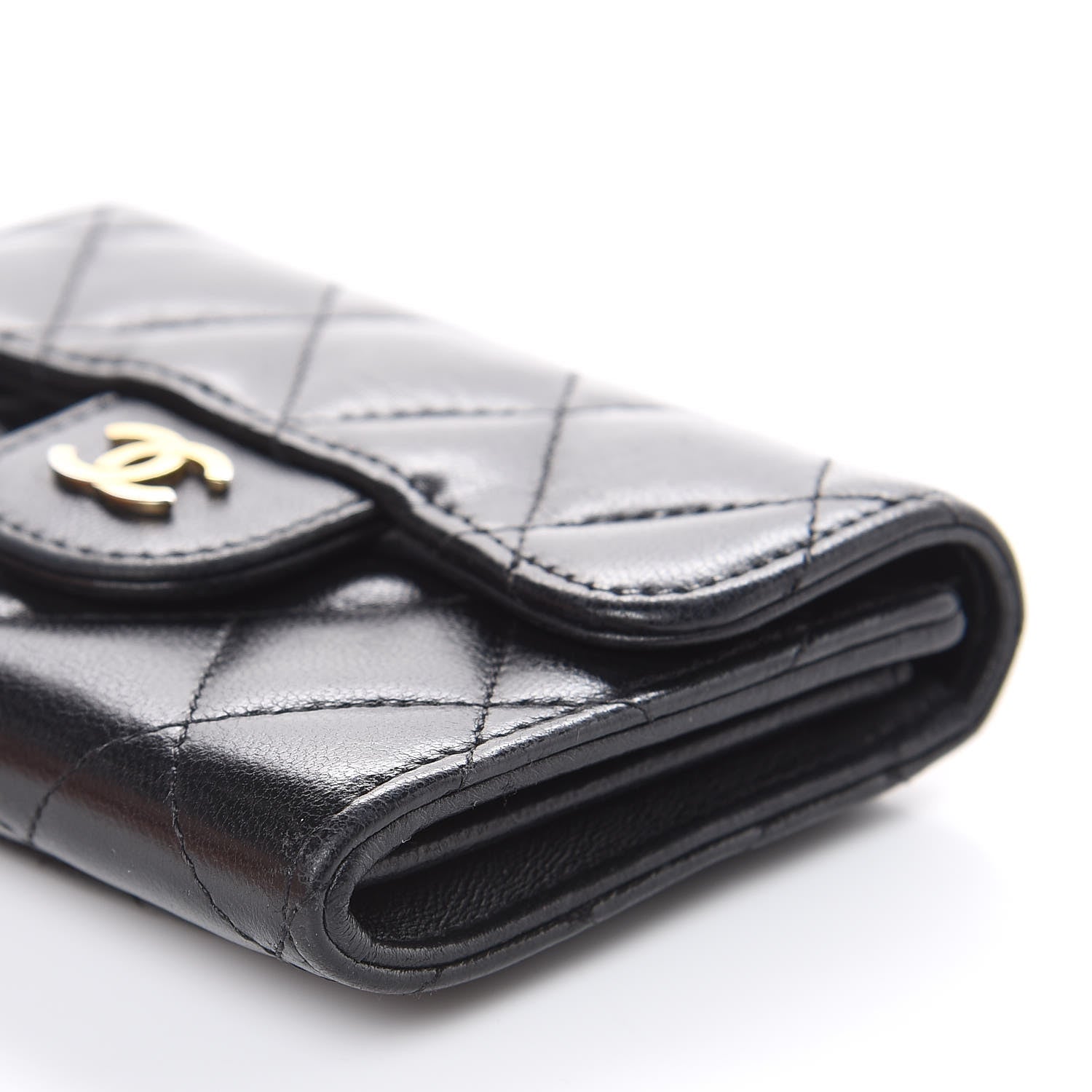 Chanel Lambskin Quilted Flap Card Holder Wallet Black 9 of 10