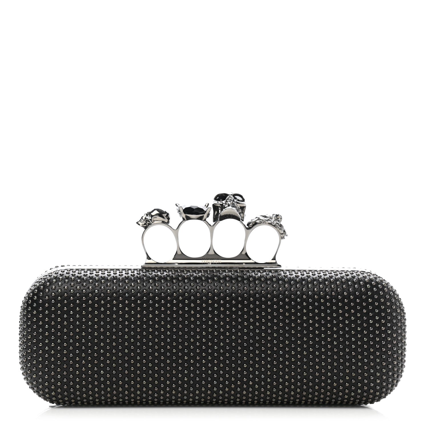 Alexander McQueen Nappa Studded Skull Knuckle Box Clutch Black 1 of 8