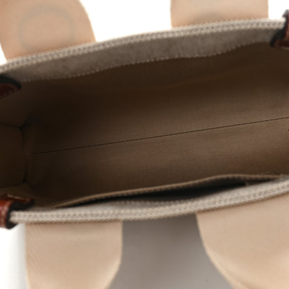 Chloe Linen Calfskin Small Woody Ribbon Tote With Strap White Brown 5 of 11