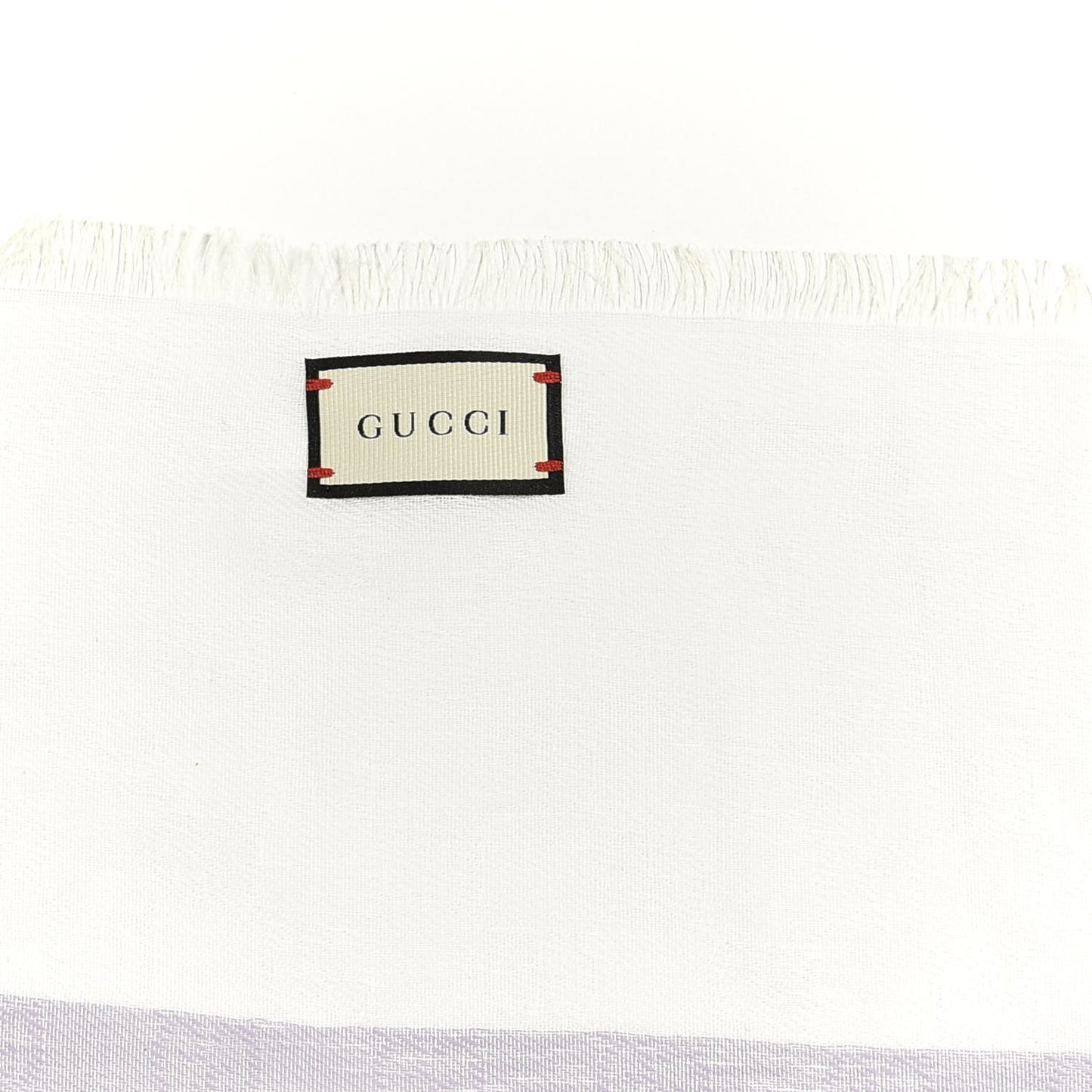 Cotton Monogram Striped Scarf White Multicolor