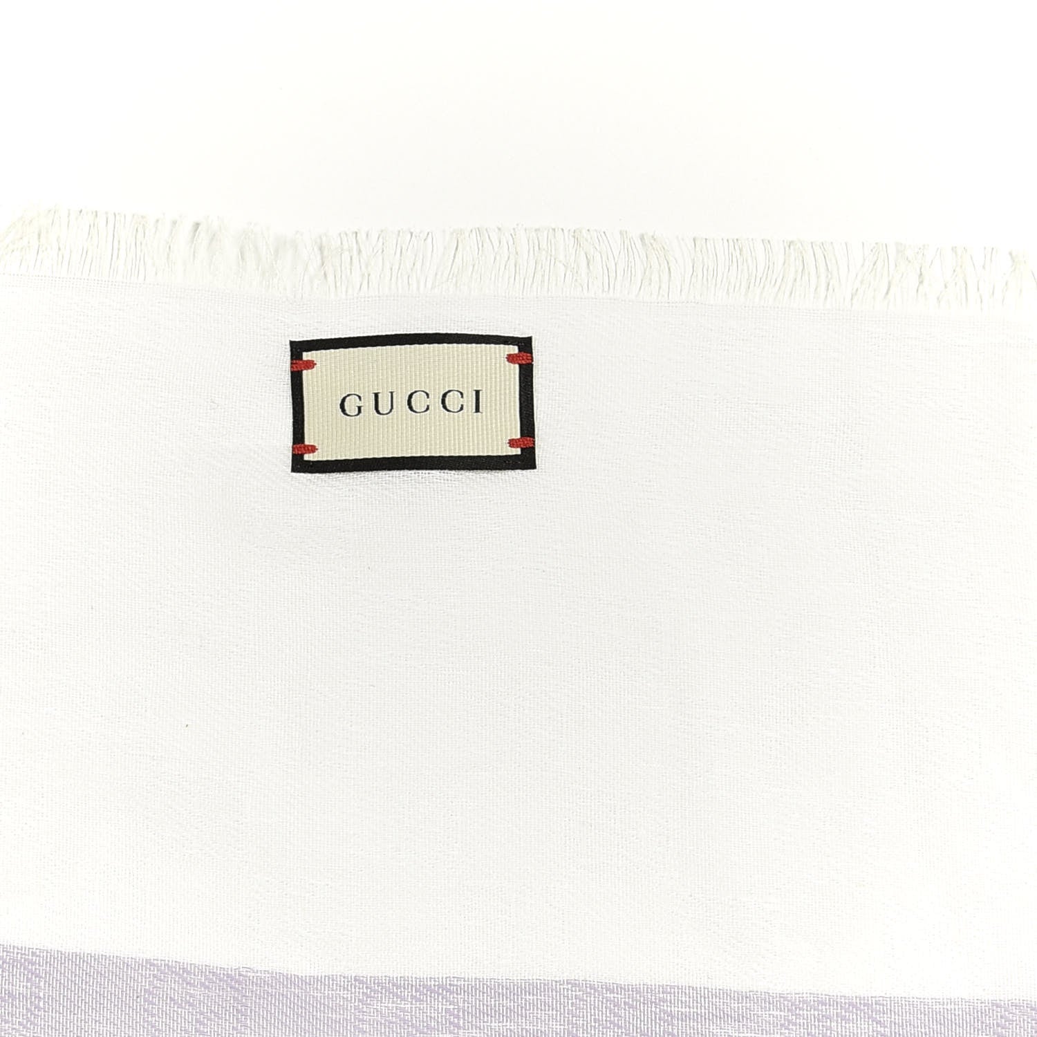 Gucci Cotton Monogram Striped Scarf White Multicolor 3 of 4