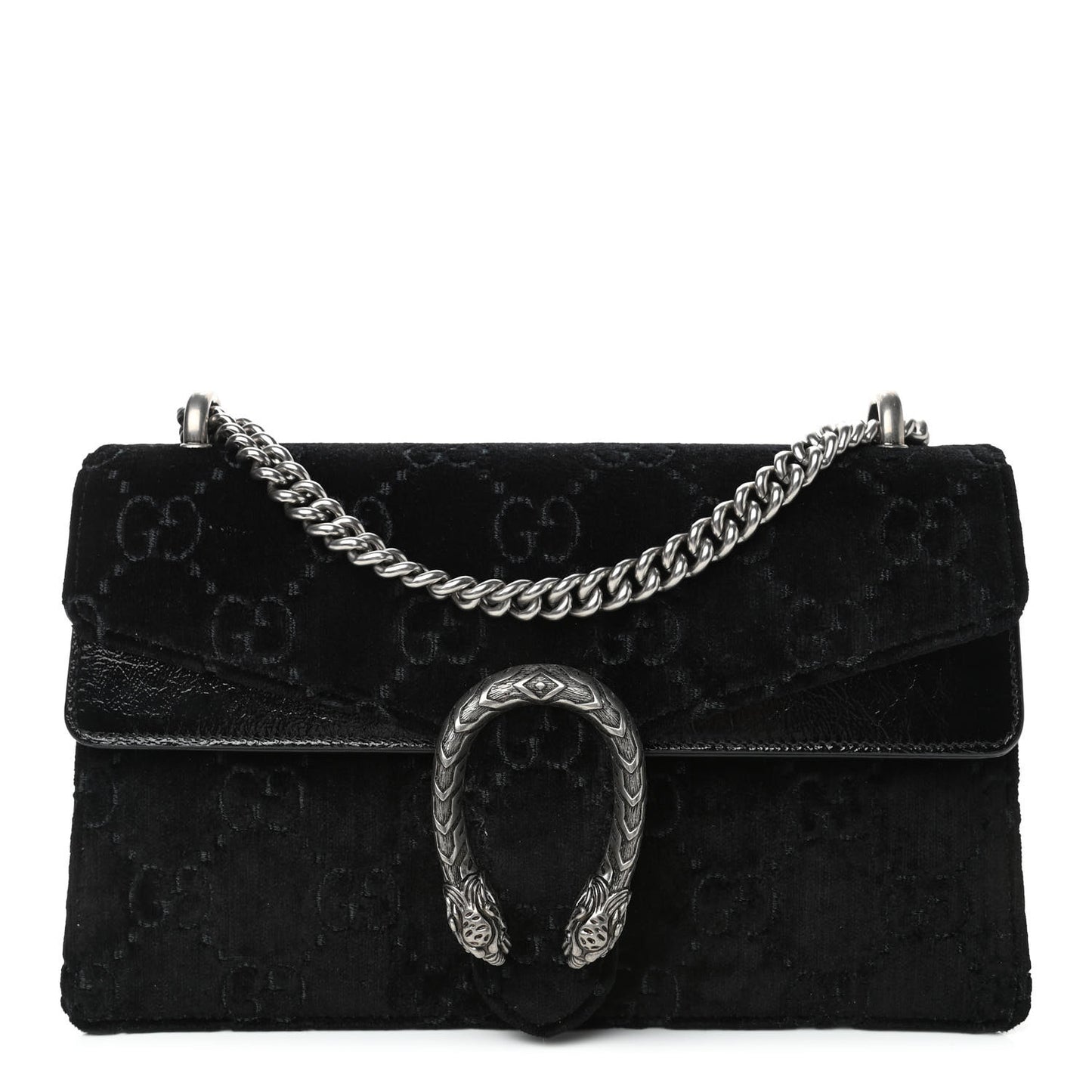 Velvet GG Monogram Small Dionysus Shoulder Bag Black