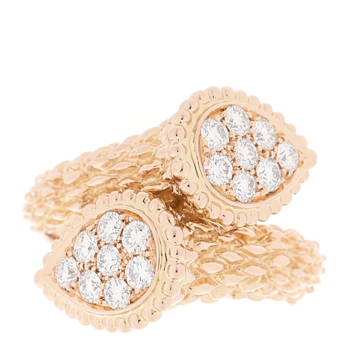 18K Rose Gold Diamond Toi e Moi Serpent Boheme Ring 53 6.25