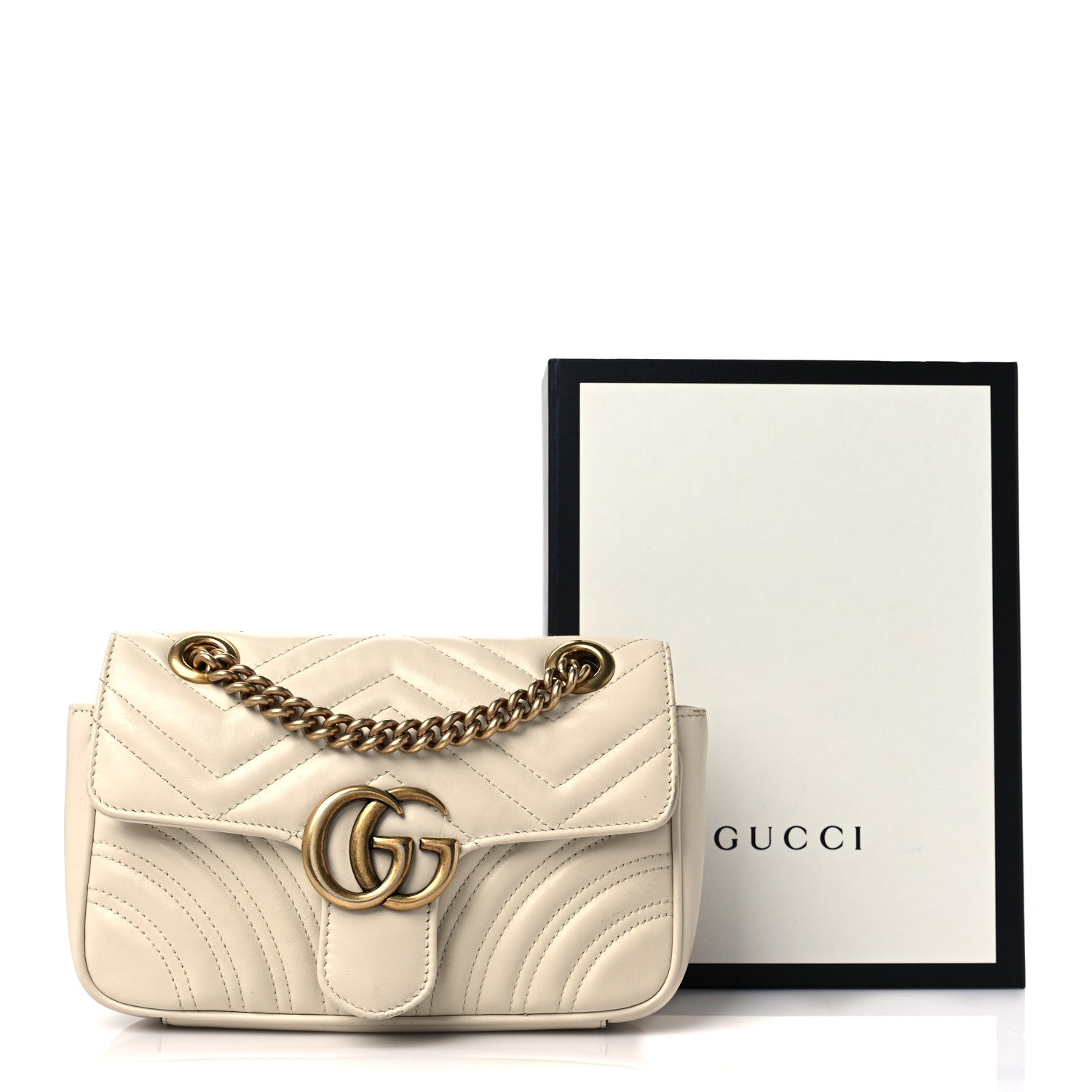 Gucci Calfskin Matelasse Mini GG Marmont Shoulder Bag White 11 of 11