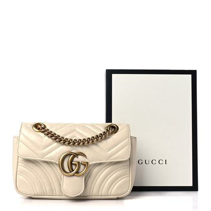 Gucci Calfskin Matelasse Mini GG Marmont Shoulder Bag White 11 of 11