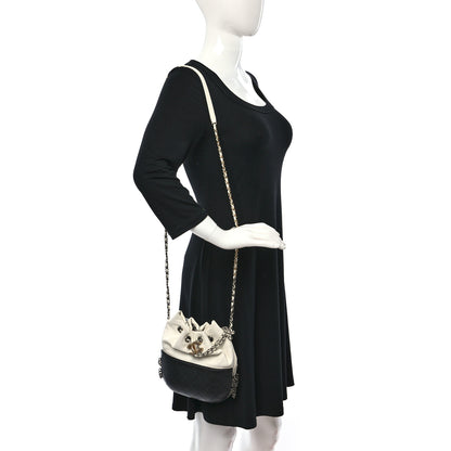 Chanel Aged Calfskin Quilted Small Gabrielle Bucket White Black 2 of 12