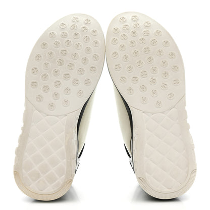 Chanel Lycra Womens CC Sneakers 39.5 White Black 6 of 9