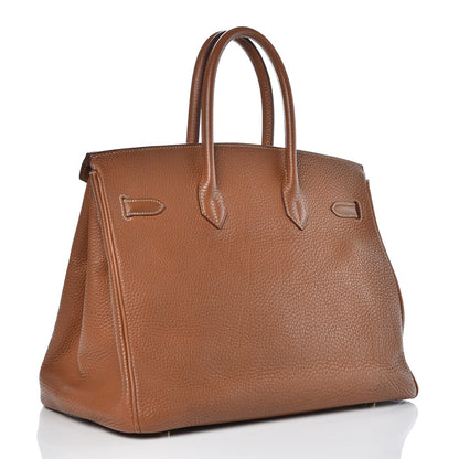 Hermes Taurillon Clemence Birkin 35 Gold 4 of 32