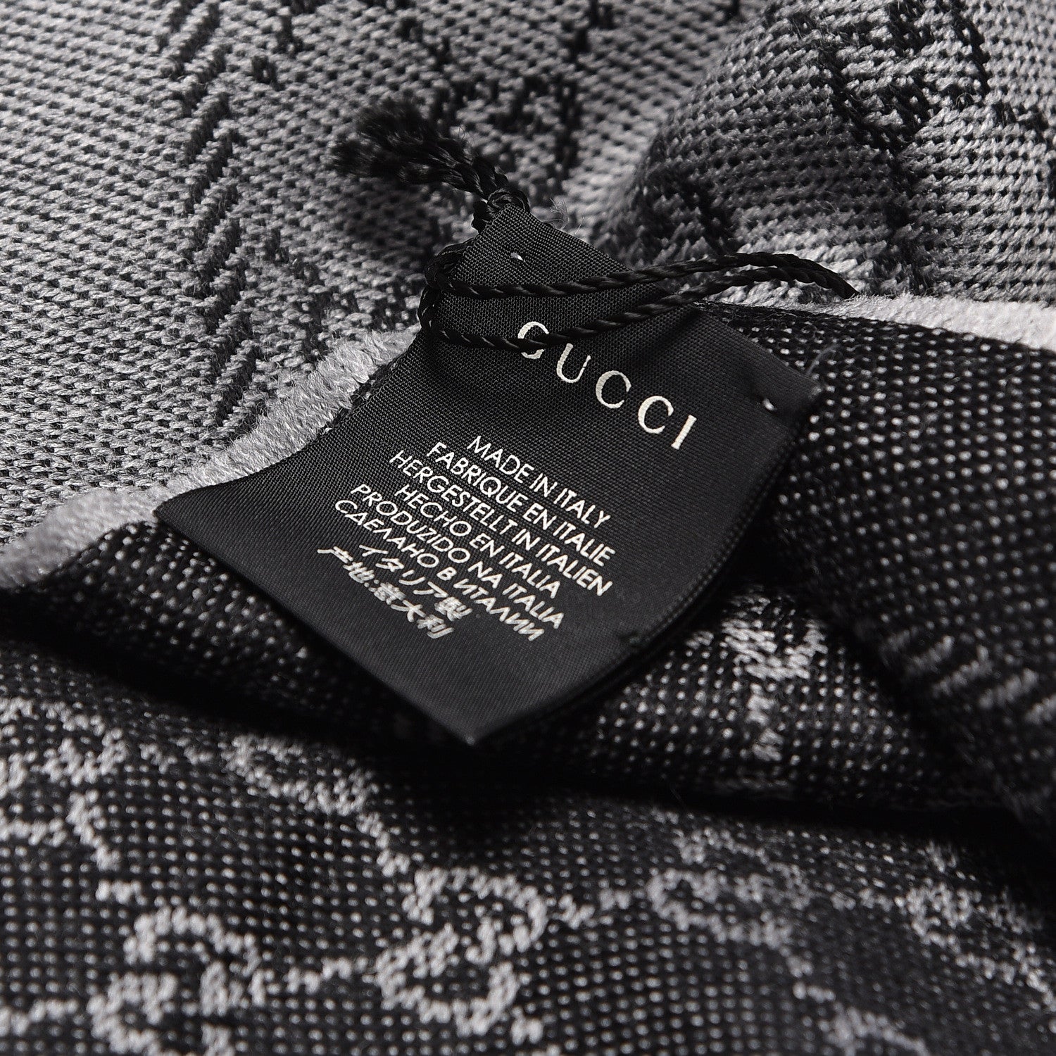 Gucci Wool Monogram Fringe Scarf Anthracite 4 of 5