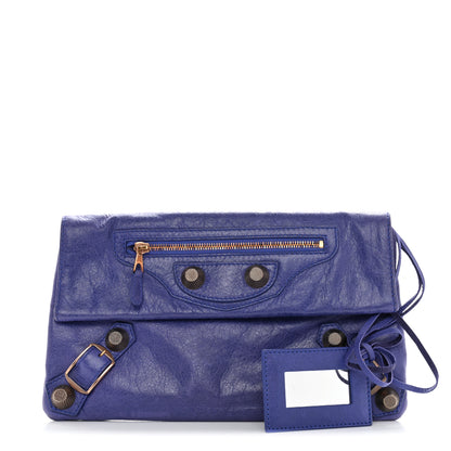Balenciaga Agneau Giant 21 Rose Gold Hardware Envelope Clutch Bleu Lavande 1 of 7