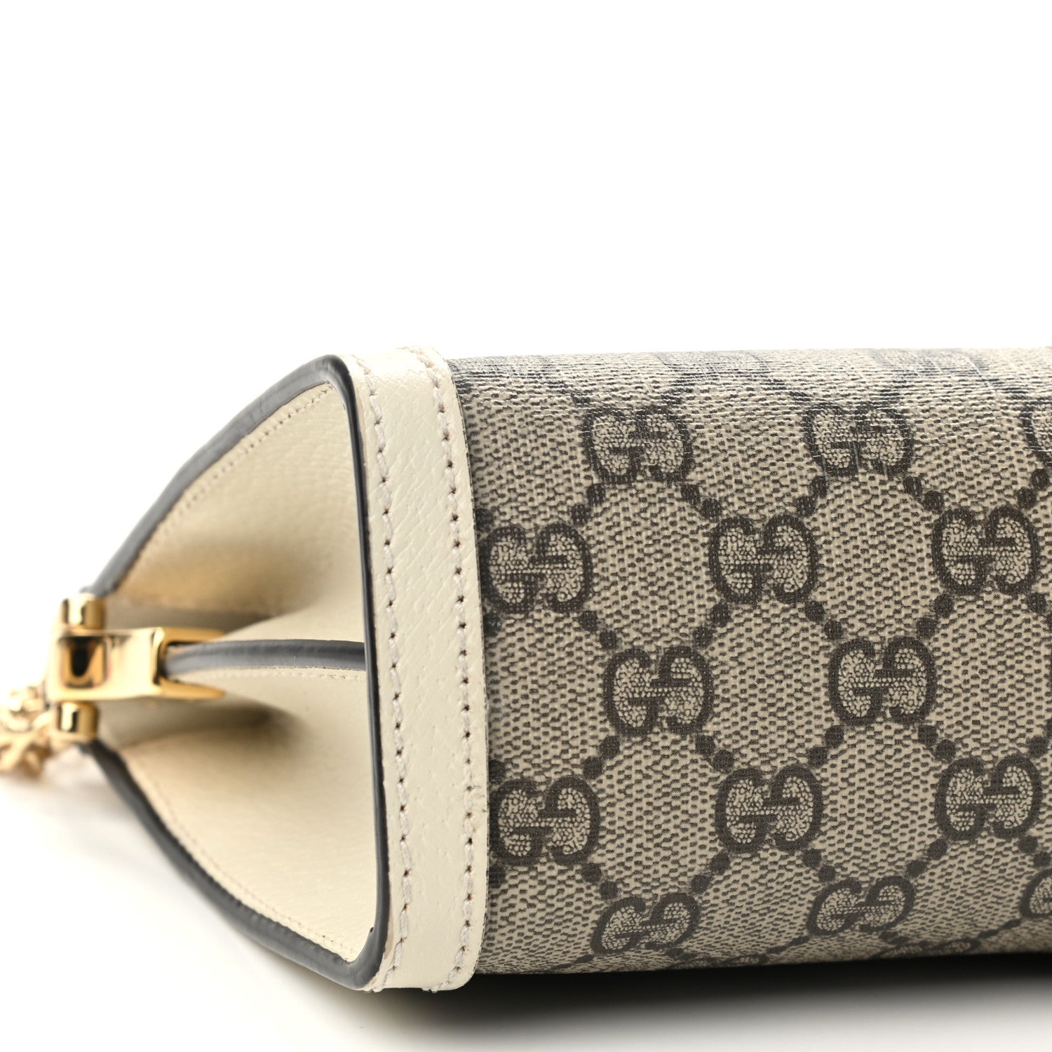 Gucci GG Supreme Monogram Textured Calfskin Web Small Ophidia Chain Shoulder Bag Beige Ebony Mystic White 10 of 11