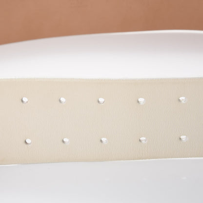 Chanel Lambskin Logo Wide Belt 85 34 Off White 6 of 8