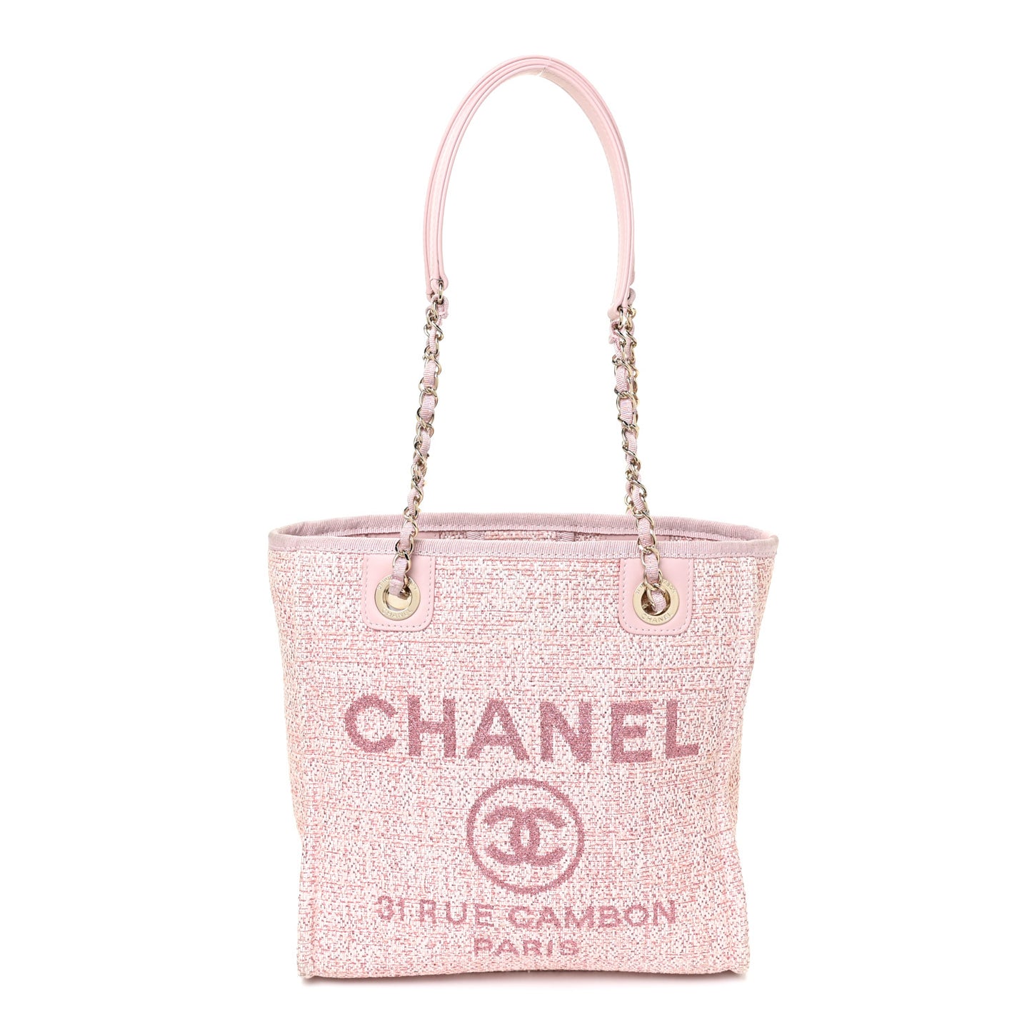 Lurex Boucle Mini Deauville Tote Pink