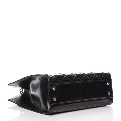 Chanel Glazed Calfskin Quilted Small Perfect Edge Shopping Tote Black 4 of 9