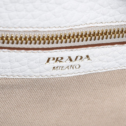 Prada Vitello Daino Medium Top Handle Bag White 6 of 9