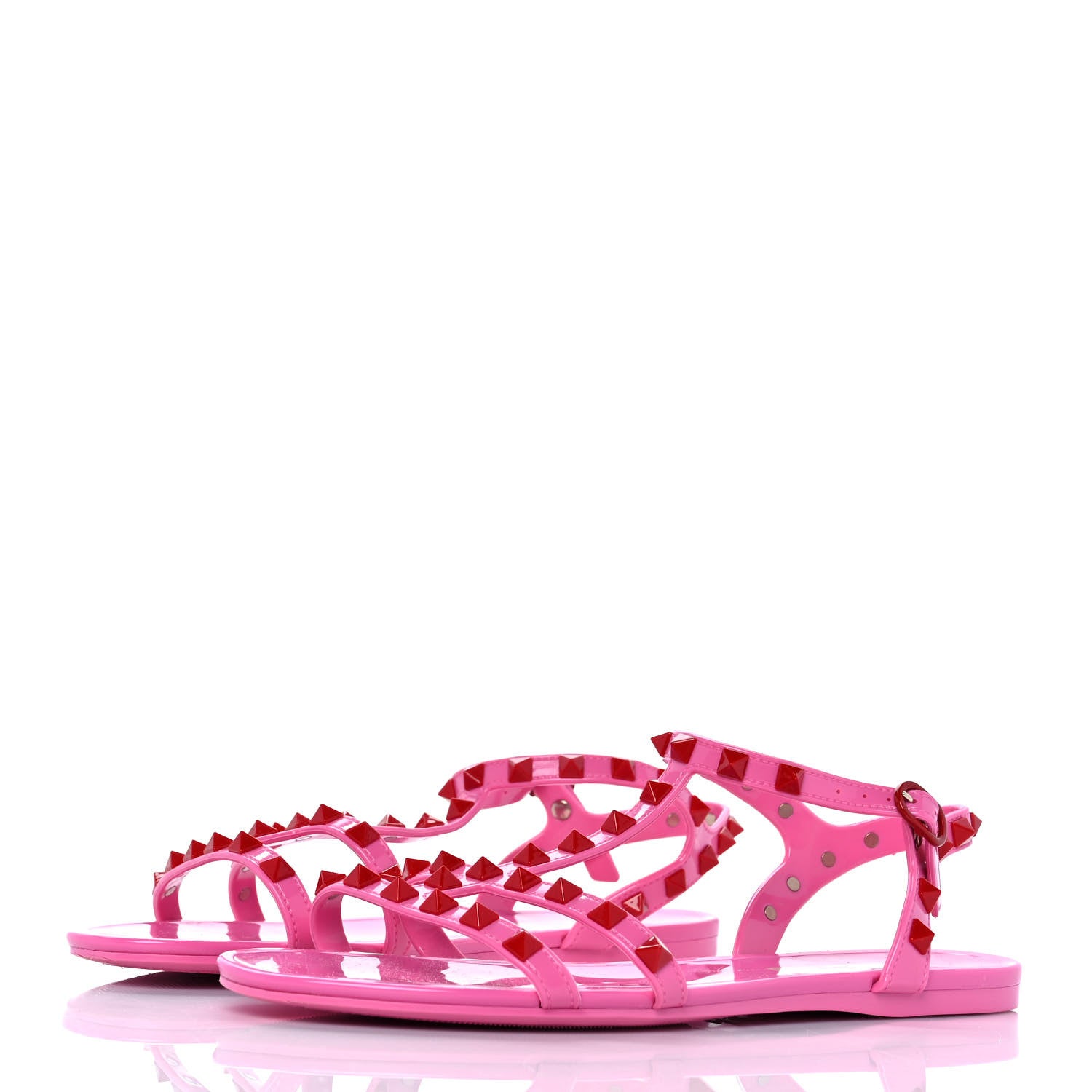 Valentino Garavani PVC Jelly Rockstud Caged Sandals 38 Feminine Pink Rouge Pur 3 of 7