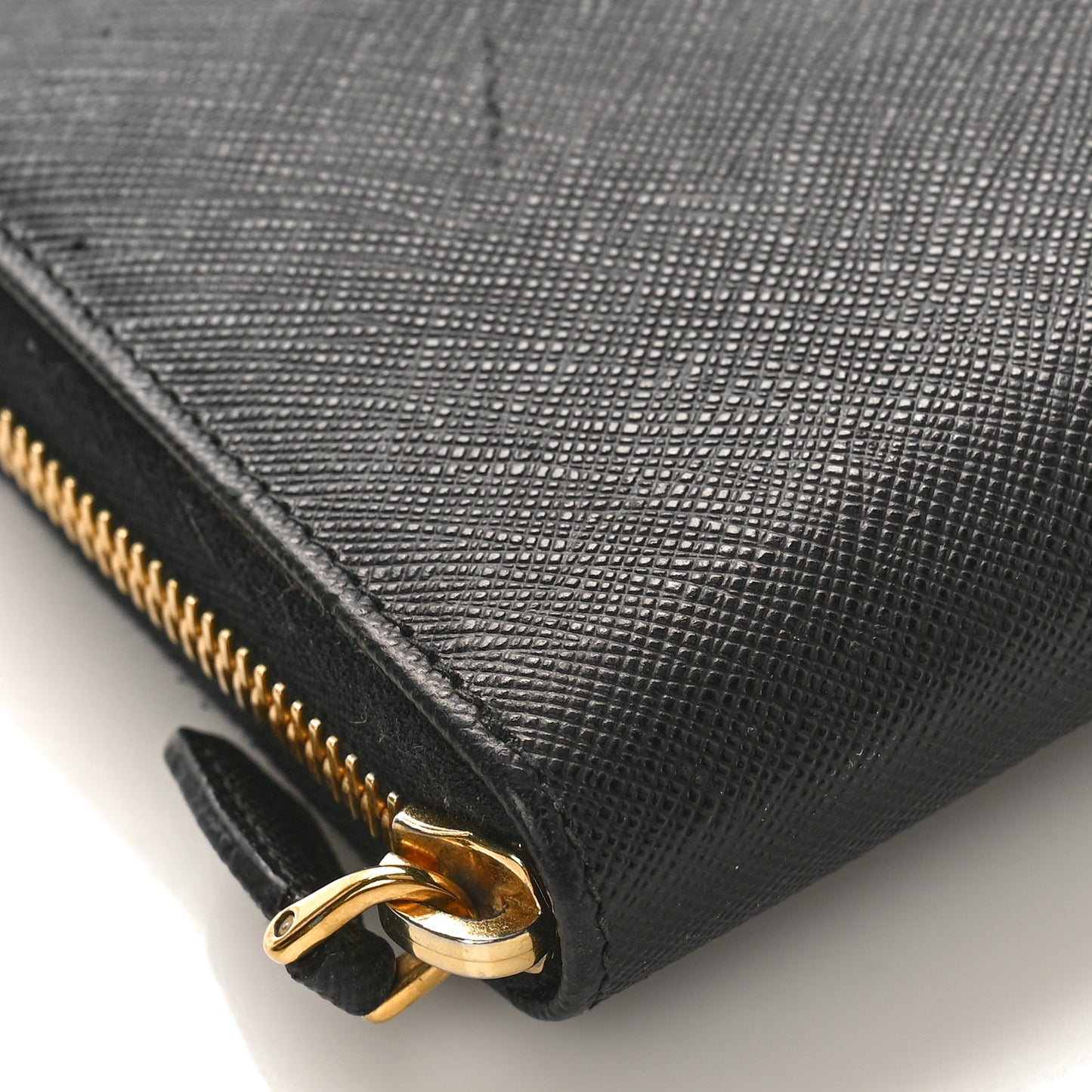 Saffiano Metal Zip Around Wallet Black