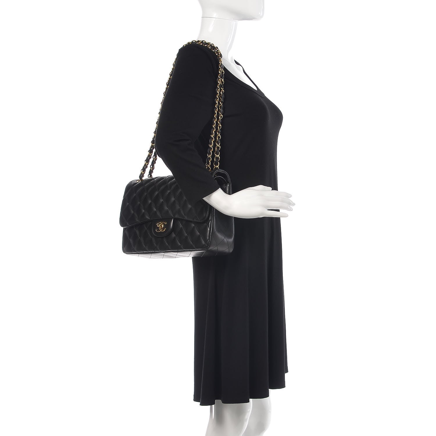 Chanel Lambskin Quilted Jumbo Double Flap Black 3 of 12