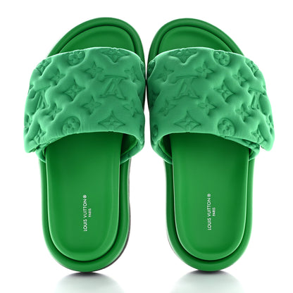 Louis Vuitton Technical Fabric Embossed Monogram Pool Pillow Comfort Mules 37 Green 2 of 9
