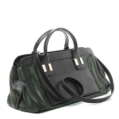 Chloe Calfskin Medium Alice Satchel Fir Green Black 3 of 9