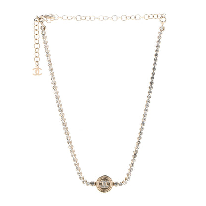 Chanel Crystal CC Chain Short Necklace Gold 3 of 7