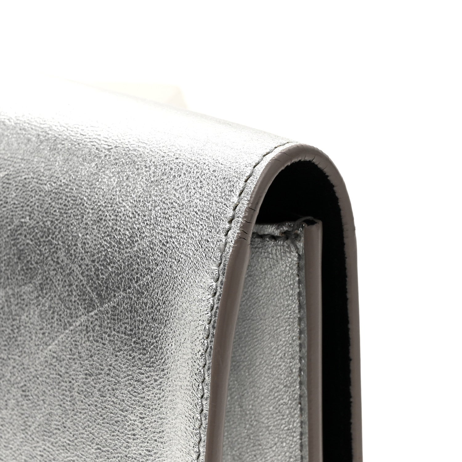 Saint Laurent Textured Metallic Calfskin Classic Monogram Cassandre Clutch Silver 14 of 14