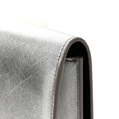 Saint Laurent Textured Metallic Calfskin Classic Monogram Cassandre Clutch Silver 14 of 14