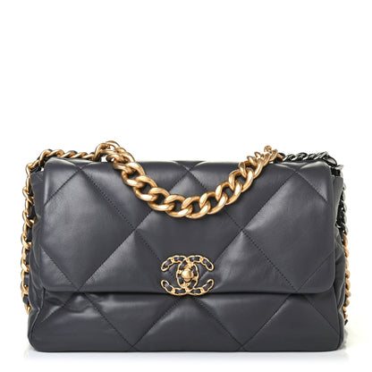 Chanel Lambskin Quilted Large Chanel 19 Flap Dark Grey 1 of 4