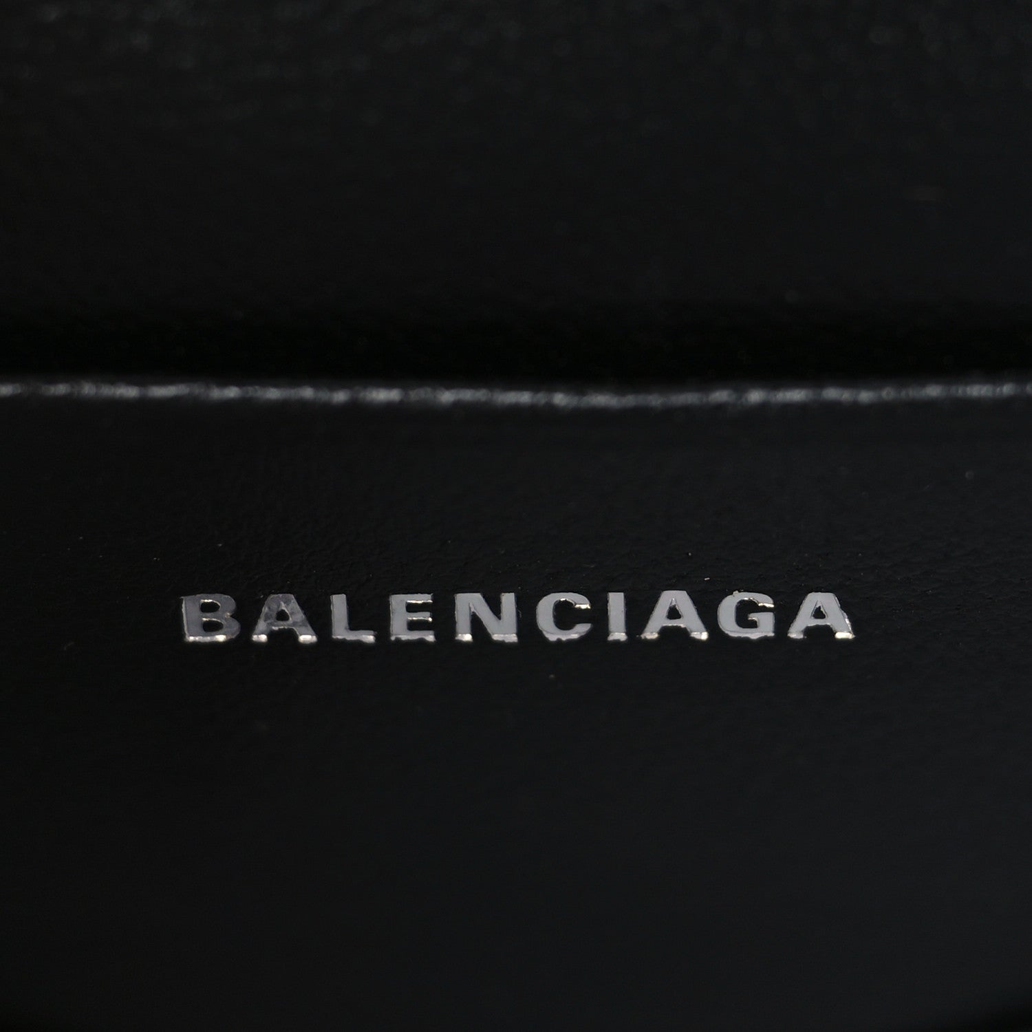 Balenciaga Shiny Calfskin Monochrome Crocodile Embossed Hourglass Top Handle Bag Mini with Chain Black 6 of 9