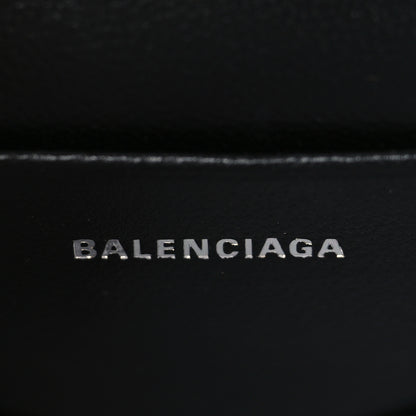 Balenciaga Shiny Calfskin Monochrome Crocodile Embossed Hourglass Top Handle Bag Mini with Chain Black 6 of 9