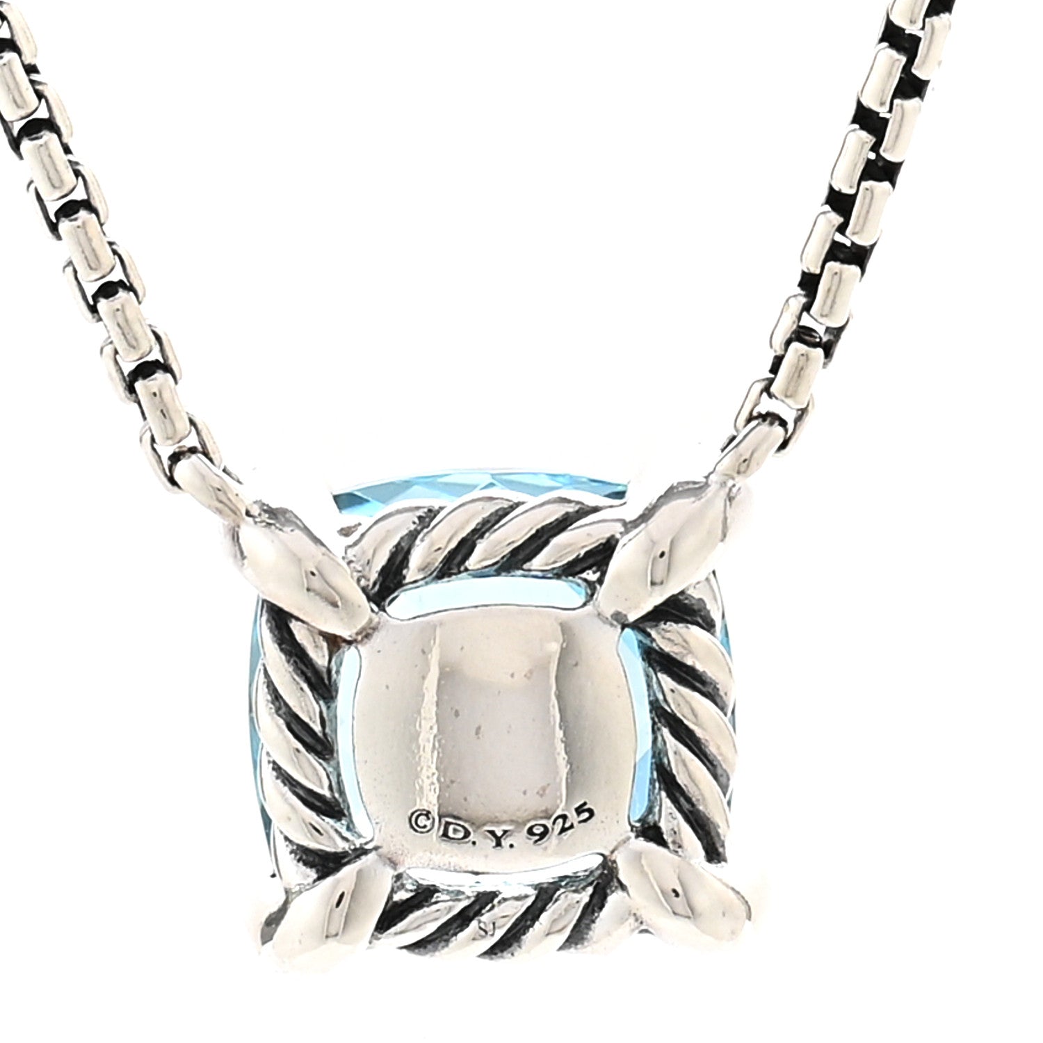 David Yurman Sterling Silver Diamond Blue Topaz 9mm Petite Chatelaine Pendant Necklace 4 of 6