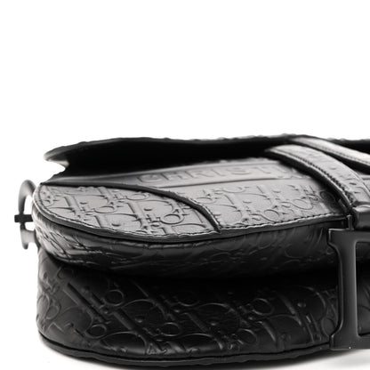 Christian Dior Calfskin Embossed Oblique Saddle Bag Black 8 of 9