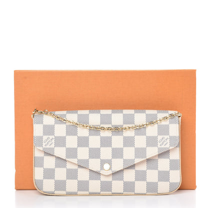 Louis Vuitton Damier Azur Pochette Felicie Chain Wallet Rose Ballerine 8 of 8
