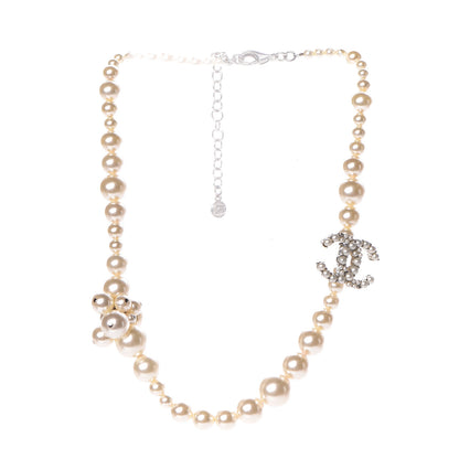 Chanel Graduated Pearl CC Short Necklace Silver 3 of 8