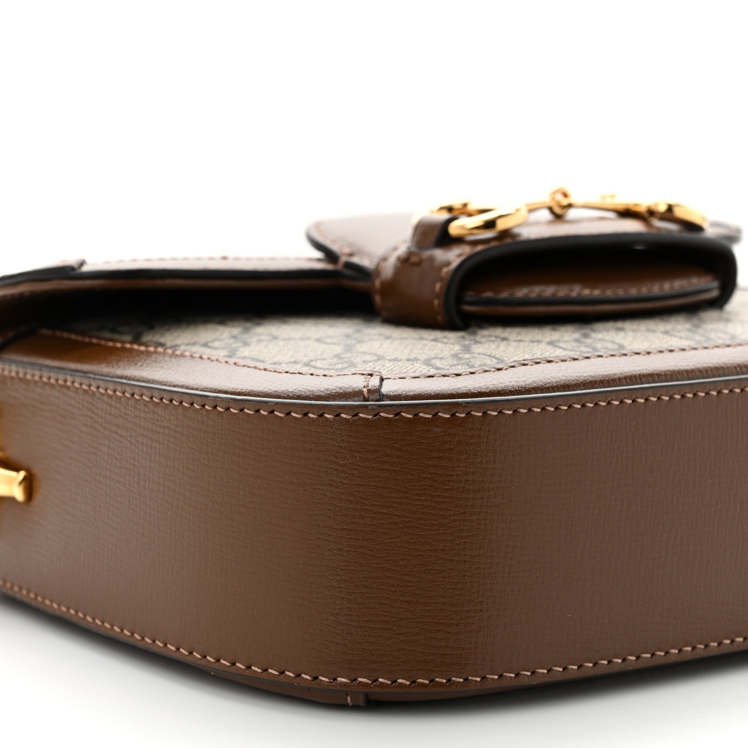 Gucci GG Supreme Monogram Web Mini Horsebit 1955 Shoulder Bag Beige Brown Sugar 9 of 10