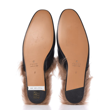 Gucci Calfskin Fur Mens Princetown Slippers 8 Black 6 of 12