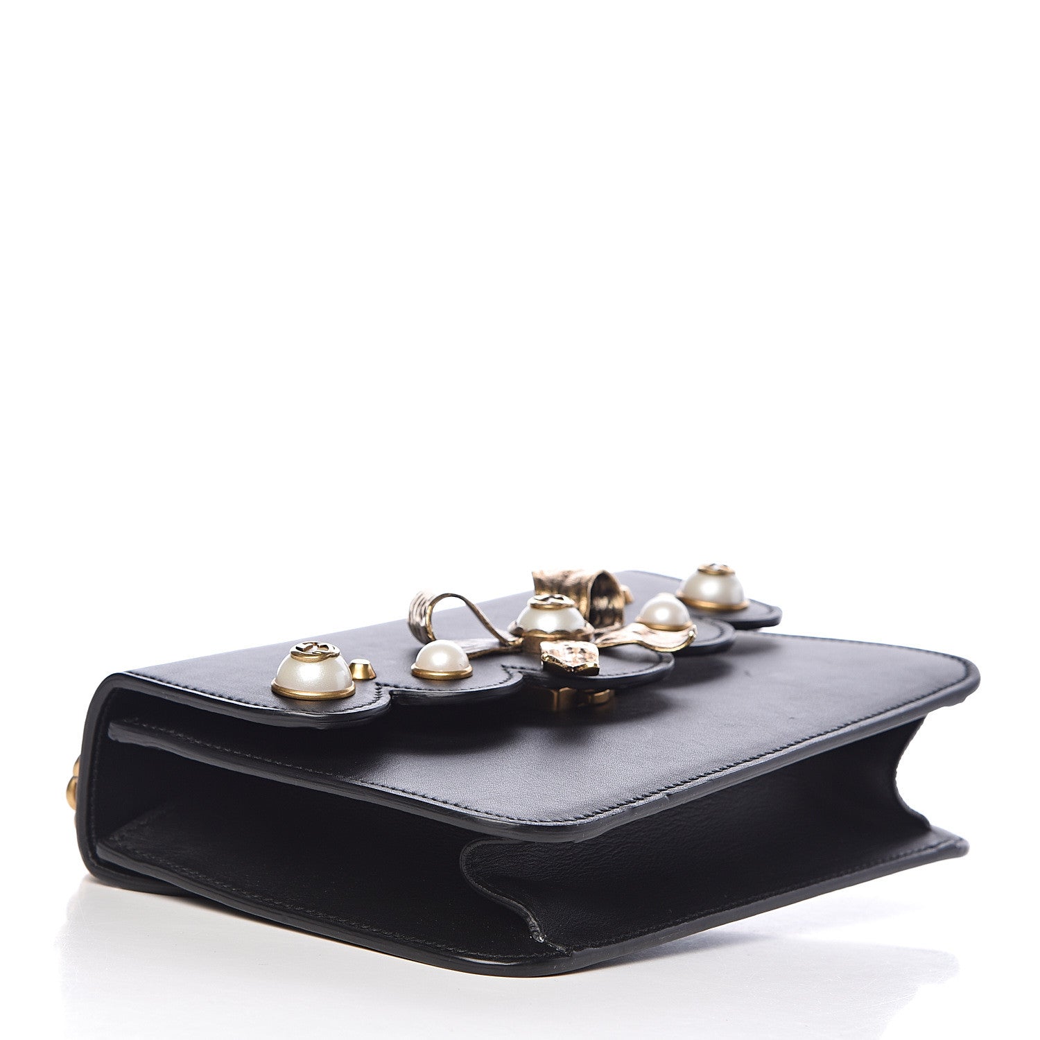 Gucci Calfskin Peony Small Chain Shoulder Bag Black 4 of 14