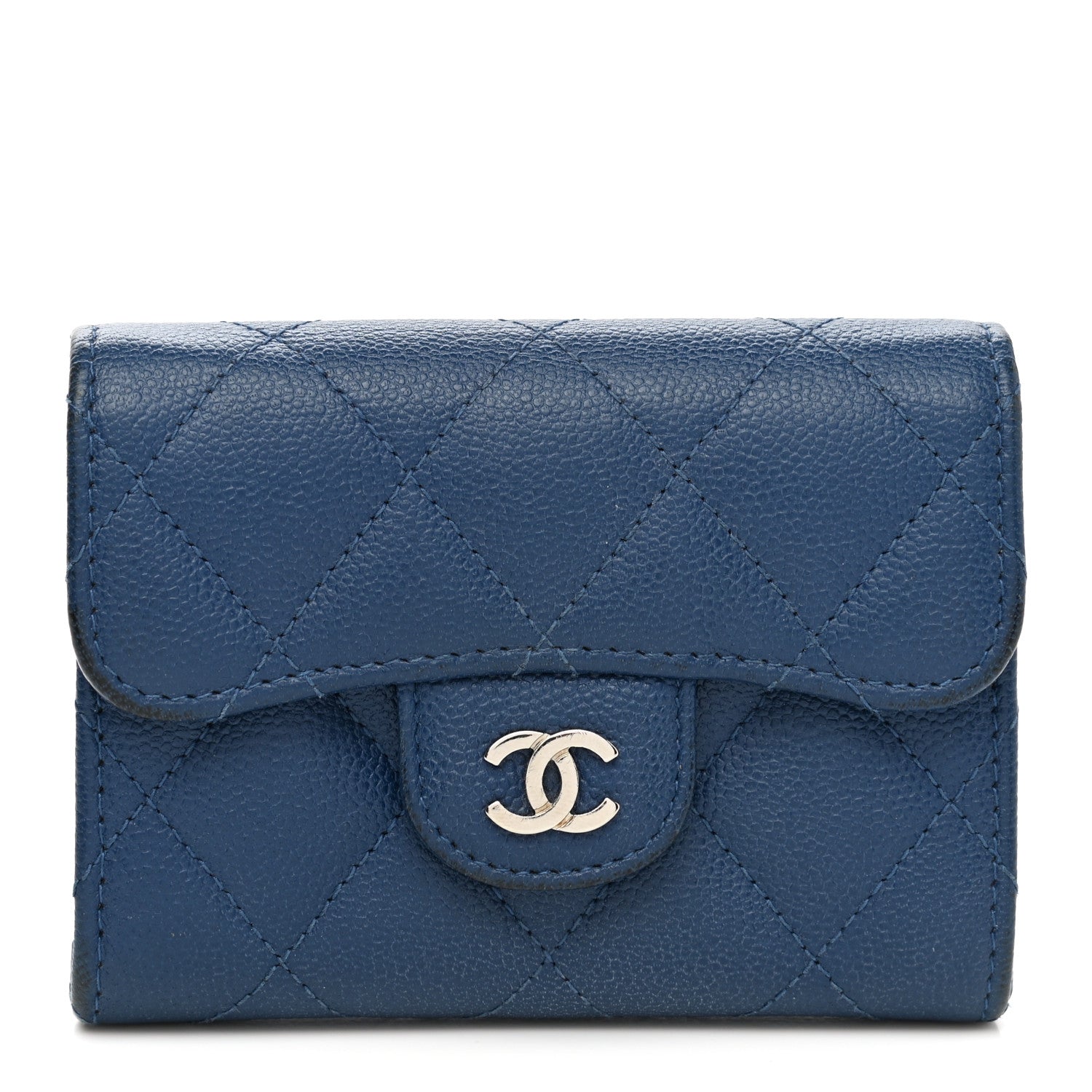 Chanel Caviar Quilted Flap Card Holder Wallet Navy 1 of 12