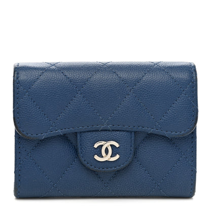 Chanel Caviar Quilted Flap Card Holder Wallet Navy 1 of 12