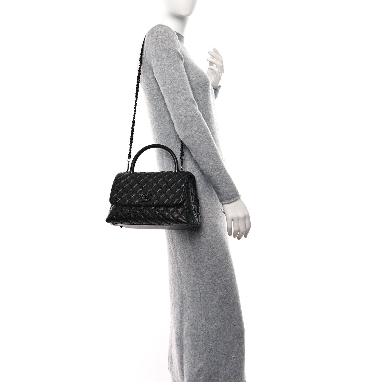 Chanel Caviar Quilted Small Coco Handle Flap So Black 3 of 9