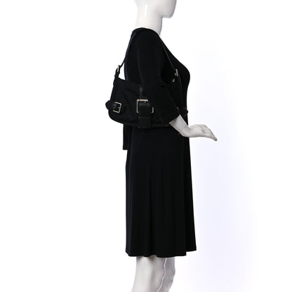 Bottega Veneta Nylon Grained Calfskin Mini Buckle Shoulder Bag Black 2 of 10