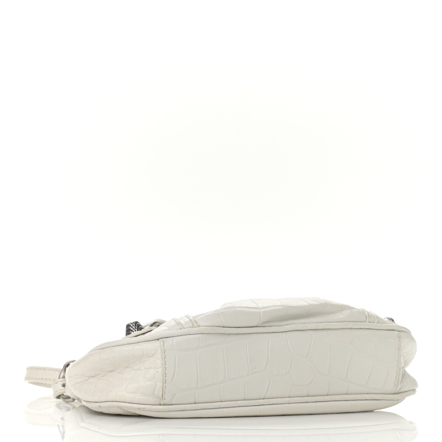 Balenciaga Extra Supple Calfskin Crocodile Embossed Le Cagole Mini Purse With Chain White 4 of 10