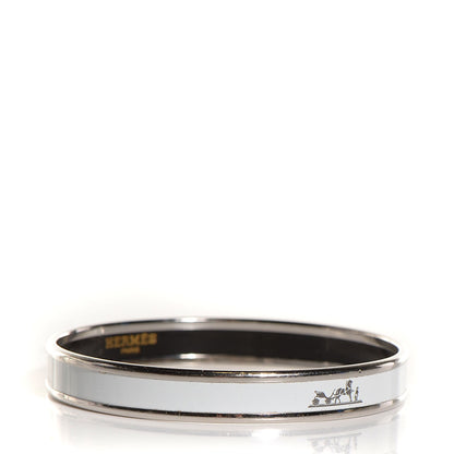 Hermes Enamel Printed Narrow Caleche Bracelet White 65 3 of 5